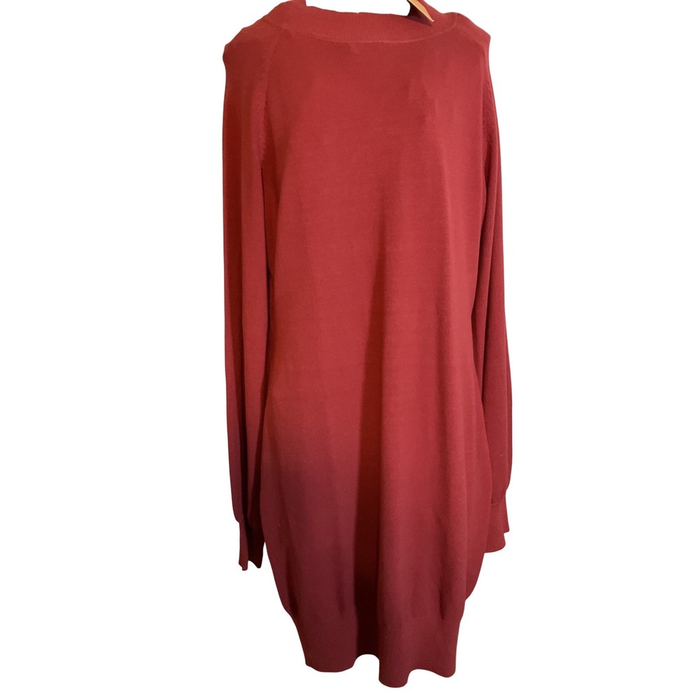 GRECELLLE Burgundy Knit Sweater Dress 2XL‎ Long Sleeve Mock Neck Ribbed Hem
